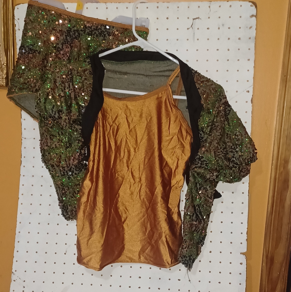 3 Piece Camo Sequin Dance Costume Adult Small